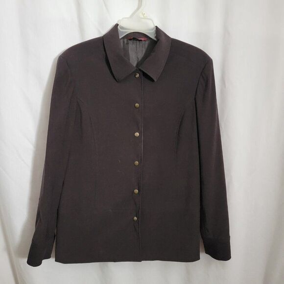 Vintage Dalia Sport Y2K sz 14 Brown Blazer Jacket Snap closure versatile lined - Picture 3 of 8